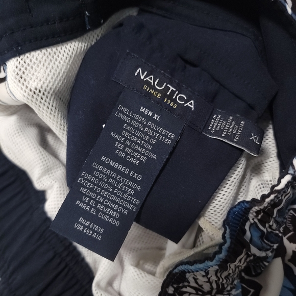 Nautica Hawaiian Light & Dark Blue Floral Board Shorts Swim Trunks Sz XL - Picture 4 of 4